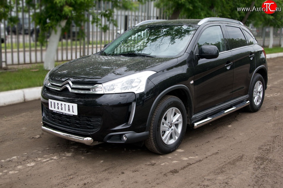 15 349 р. Одинарная защита переднего бампера диаметром 76 мм SLITKOFF CITROEN C4 aircross (2012-2017)  с доставкой в г. Тольятти