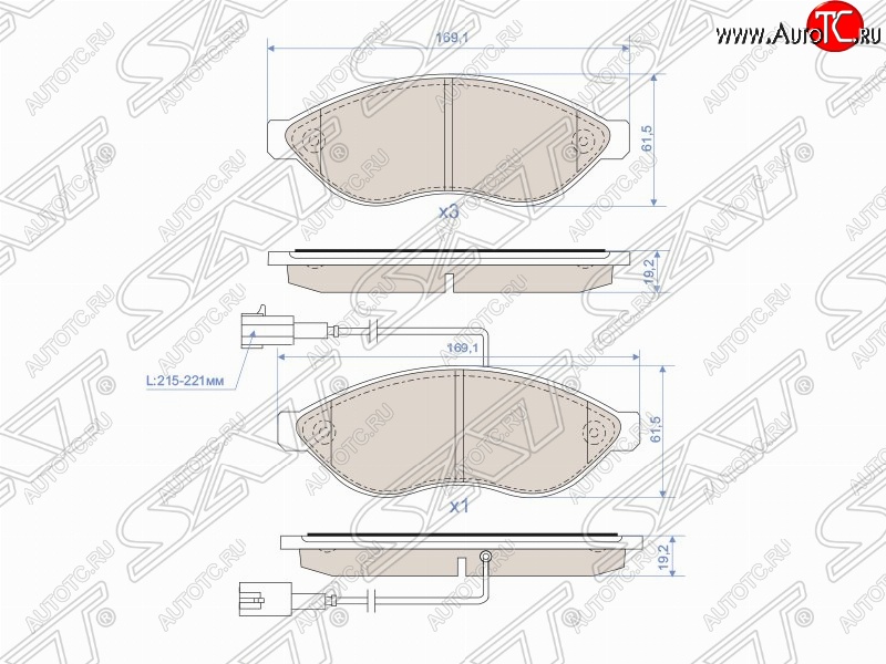 1 599 р. Колодки тормозные SAT (передние) CITROEN Jumper 250 (2006-2014)  с доставкой в г. Тольятти