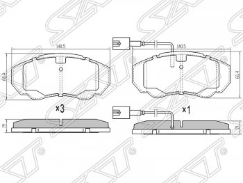 Колодки тормозные SAT (передние, 2.0-2.8HDI) Peugeot Boxer 244 (2002-2006)