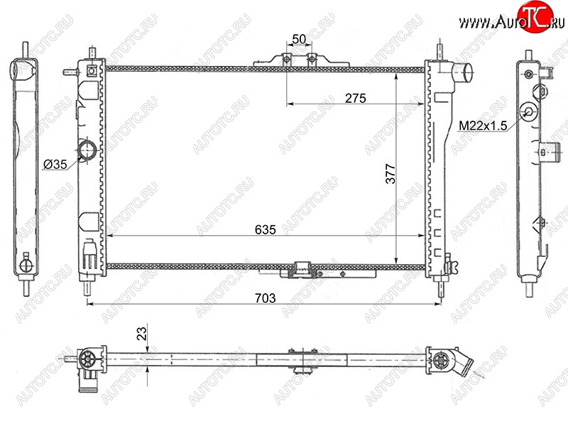 3 479 р. Радиатор двигателя SAT (трубчатый, МКПП, C18LE, G15MF, G16MF, A15MF) Daewoo Nexia дорестайлинг (1995-2008)  с доставкой в г. Тольятти