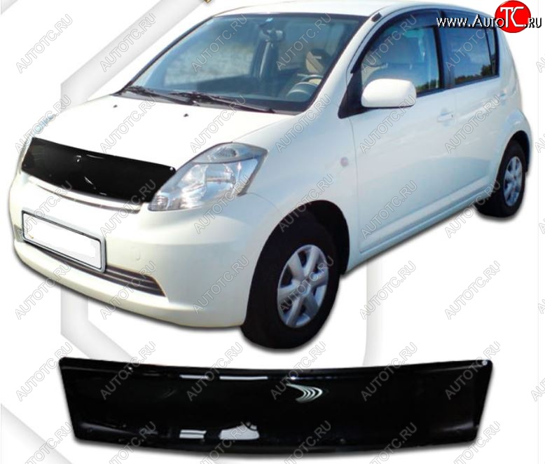 2 049 р. Дефлектор капота CA-Plastic  Daihatsu Boon  M300 хэтчбэк 5 дв. (2004-2010) дорестайлинг, рестайлинг (Classic черный, Без надписи)  с доставкой в г. Тольятти