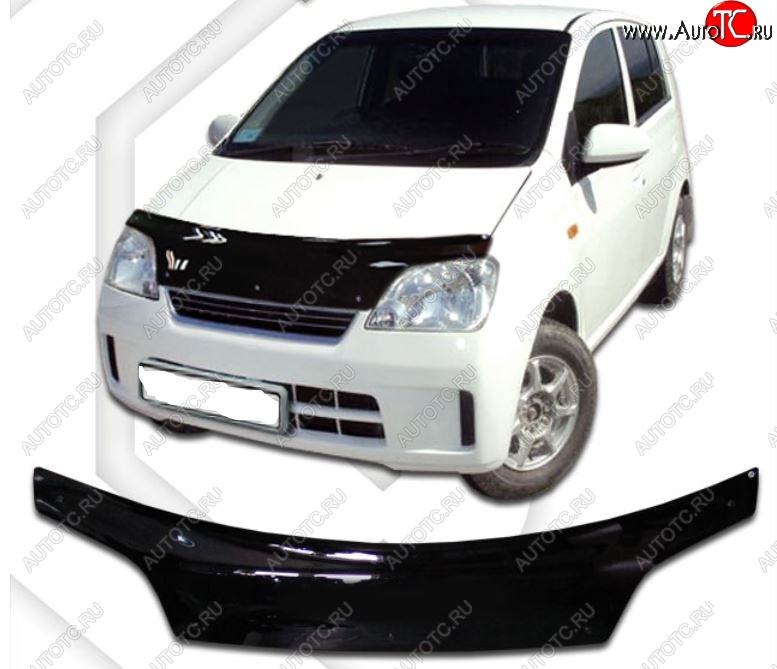 2 199 р. Дефлектор капота (кузов L250S, L250V, L260S) CA-Plastic  Daihatsu Mira (2003-2007) (Classic черный, Без надписи)  с доставкой в г. Тольятти