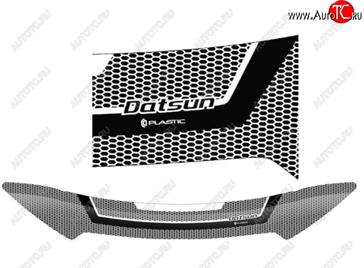 2 369 р. Дефлектор капота CA-Plastiс  Datsun on-DO (2014-2019) седан дорестайлинг (Серия Art серебро)  с доставкой в г. Тольятти