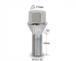 112 р. Колёсный болт длиной 26 мм Вектор M12 1.5 26 под гаечный ключ (пос.место: конус) Toyota Highlander XU40 рестайлинг (2010-2013). Увеличить фотографию 1