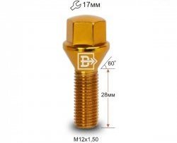 130 р. Колёсный болт длиной 28 мм Вектор M12 1.5 28 под гаечный ключ (пос.место: конус)    с доставкой в г. Тольятти. Увеличить фотографию 1