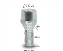 Колёсный болт длиной 22 мм Вектор M12 1.5 22 под гаечный ключ Mitsubishi Space Star DG (1998-2002) 