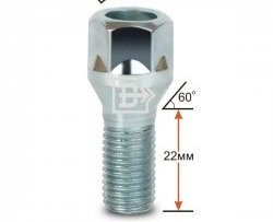 Колёсный болт длиной 22 мм Вектор M12 1.5 22 под гаечный ключ Livan X3 Pro (2022-2025) 