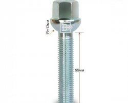 195 р. Колёсный болт длиной 55 мм Вектор M12 1.5 55 под гаечный ключ    с доставкой в г. Тольятти. Увеличить фотографию 1