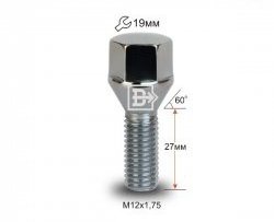 Колёсный болт длиной 27 мм Вектор M12 1.75 27 под гаечный ключ (пос.место: конус) Volvo C70 P80 хэтчбэк 3 дв. дорестайлинг (1996-2002) 