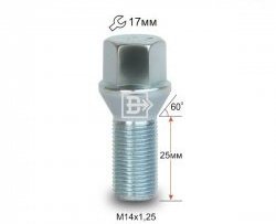 Колёсный болт длиной 25 мм Вектор M14 1.25 25 под гаечный ключ 