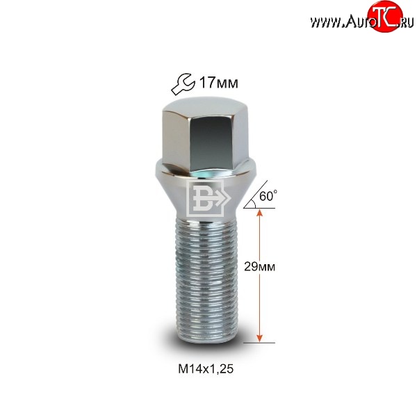 146 р. Колёсный болт длиной 29 мм Вектор M14 1.25 29 под гаечный ключ (пос.место: конус) BMW X6 E71 дорестайлинг (2008-2012)