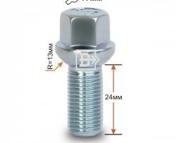 Колёсный болт длиной 24 мм Вектор (облегчённый) M14 1.5 24 под гаечный ключ Mercedes-Benz CLA class X117  дорестайлинг универсал (2014-2016) 