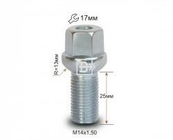 123 р. Колёсный болт длиной 25 мм Вектор M14 1.5 25 под гаечный ключ Ford F 150 P552 пикап рестайлинг (2017-2020). Увеличить фотографию 1