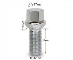 Колёсный болт длиной 27 мм Вектор M14 1.5 27 под гаечный ключ (пос.место: сфера) Volkswagen Golf 5 универсал (2003-2009) 