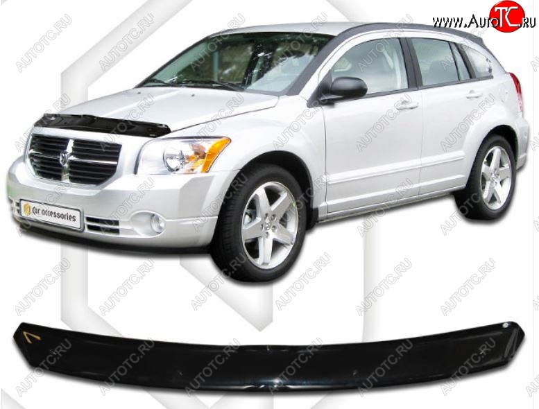 1 889 р. Дефлектор капота CA-Plastic  Dodge Caliber (2006-2012) (Classic черный, Без надписи)  с доставкой в г. Тольятти