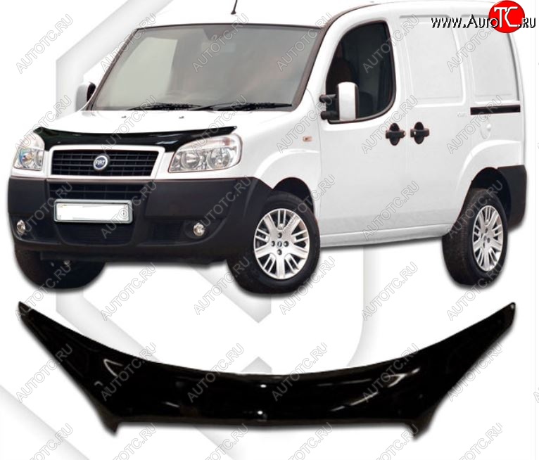 2 459 р. Дефлектор капота CA-Plastiс exclusive  Fiat Doblo  223 (2005-2016) рестайлинг (Classic черный, Без надписи)  с доставкой в г. Тольятти