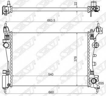 Радиатор двигателя SAT (пластинчатый, 1.0/1.2/1.4/1.6, МКПП/АКПП) Opel Corsa D   дорестайлинг, хэтчбэк 5 дв. (2006-2010)