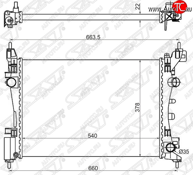 6 599 р. Радиатор двигателя SAT (пластинчатый, 1.0/1.2/1.4/1.6, МКПП/АКПП) Opel Corsa D   дорестайлинг, хэтчбэк 5 дв. (2006-2010)  с доставкой в г. Тольятти