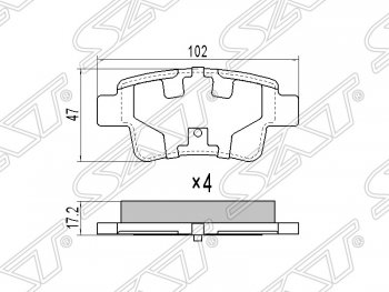 Колодки тормозные SAT (задние) Opel Corsa D 1-ый рестайлинг, хэтчбэк 5 дв. (2010-2011)