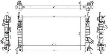Радиатор двигателя (пластинчатый, 1.4/1.6/1.6D/1.8/1.8TD/2.0/2.0D, МКПП/АКПП) SAT Ford Focus 2 универсал рестайлинг (2007-2011)