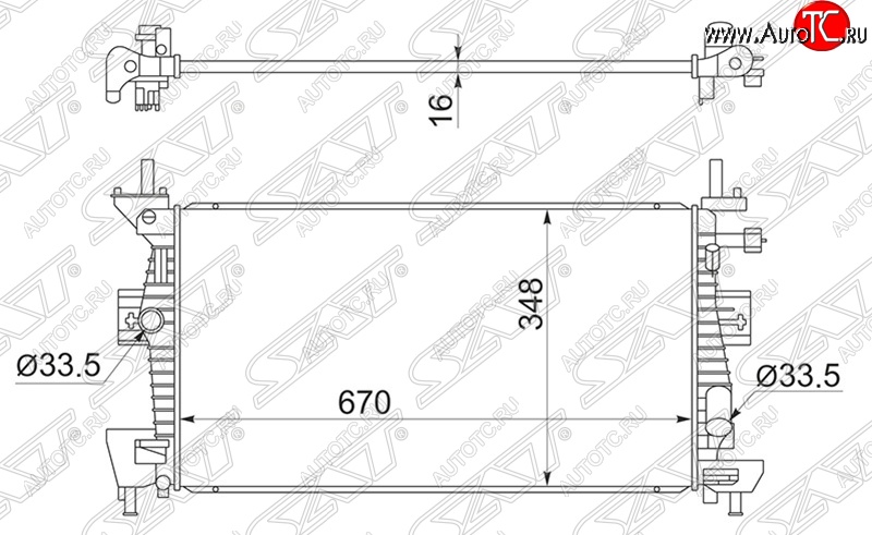 7 599 р. Радиатор двигателя SAT (пластинчатый, 1.6/1.8/2.0, МКПП/АКПП) Ford C-max Mk2 дорестайлинг (2010-2015)  с доставкой в г. Тольятти