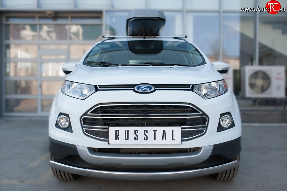 15 649 р. Защита переднего бампера (Ø75х42 мм, нержавейка) Russtal Ford EcoSport дорестайлинг (2013-2019)  с доставкой в г. Тольятти