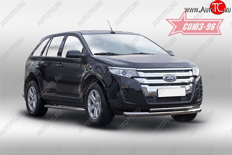 30 329 р. Защита переднего бампера двойная Souz-96 (d76/42) Ford Edge CD539 дорестайлинг (2015-2018)  с доставкой в г. Тольятти