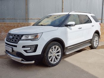 22 949 р. Защита переднего бампера (2 трубыØ63 и 75х42 мм, нержавейка) Russtal Ford Explorer U502 1-ый рестайлинг, 5 дв. (2015-2018)  с доставкой в г. Тольятти. Увеличить фотографию 3