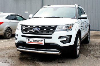 Защита переднего бампера Slitkoff (Ø 76 мм) Ford Explorer U502 2-ой рестайлинг, 5 дв. (2017-2019) ()