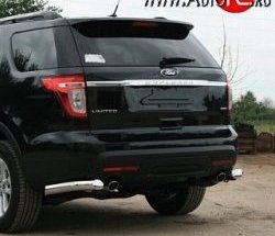 Защита заднего бампера из двух боковых уголков диаметром 76 мм Novline Ford Explorer U502 дорестайлинг (2010-2016)