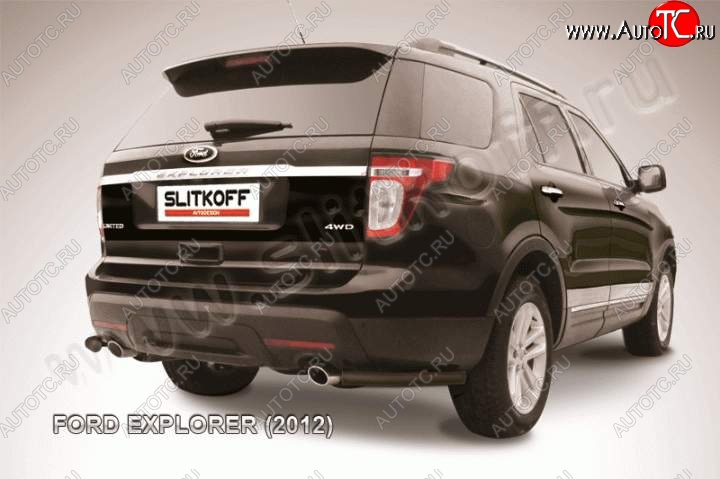 7 749 р. Защита заднего бампера из уголков d57 Slitkoff Ford Explorer U502 дорестайлинг (2010-2016) (Цвет: серебристый)  с доставкой в г. Тольятти