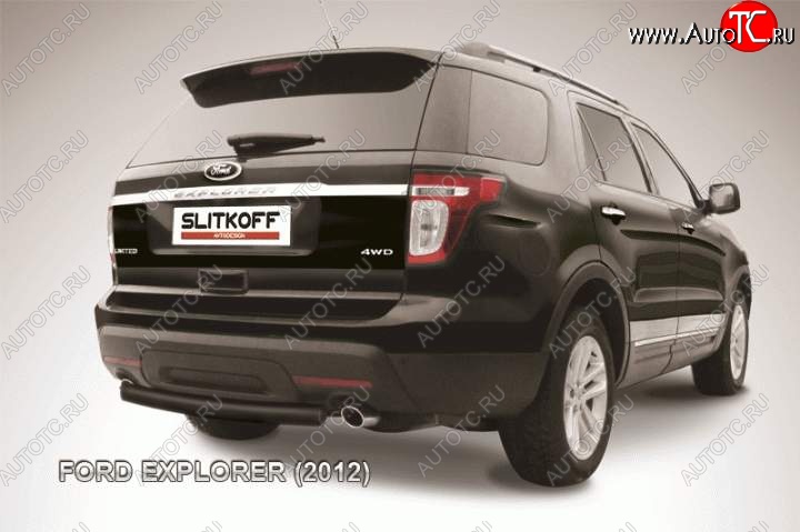 8 849 р. Защита заднего бампера d76 Slitkoff Ford Explorer U502 дорестайлинг (2010-2016) (Цвет: серебристый)  с доставкой в г. Тольятти