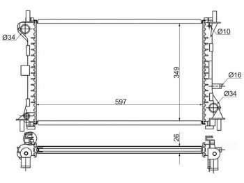 Радиатор двигателя SAT (пластинчатый, 1.6 / 1.8 / 2.0, МКПП/АКПП) Ford Focus 1 хэтчбэк 3 дв. дорестайлинг (1998-2002)