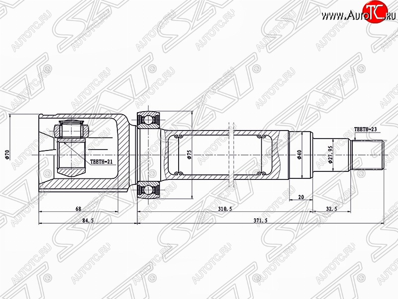 4 499 р. Шрус SAT (внутренний, 21*23*40 мм) Ford Fusion 1 хэтчбэк дорестайлинг (2002-2005)  с доставкой в г. Тольятти