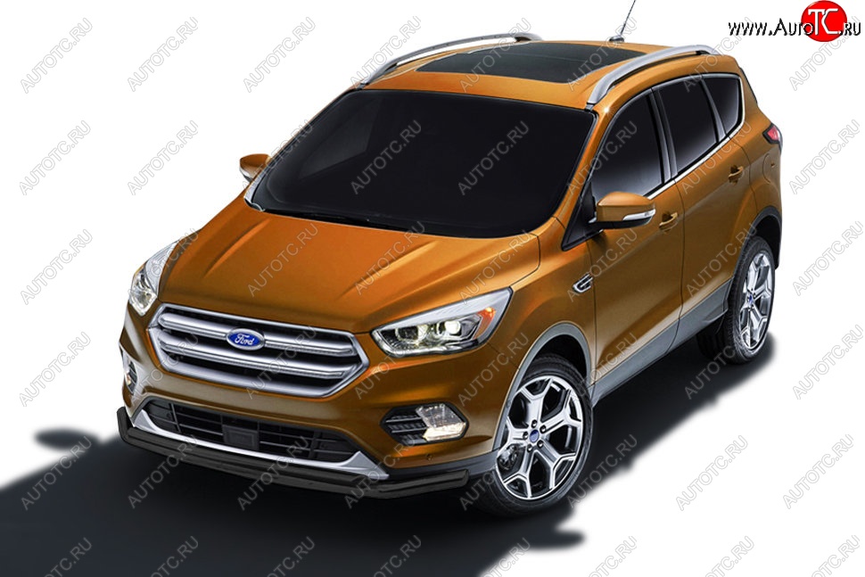 8 199 р. Защита заднего бампера Slitkoff (двойная, d57/42) Ford Kuga 2 рестайлинг (2016-2019) (Сталь с полимерным покрытием. Цвет: чёрный)  с доставкой в г. Тольятти