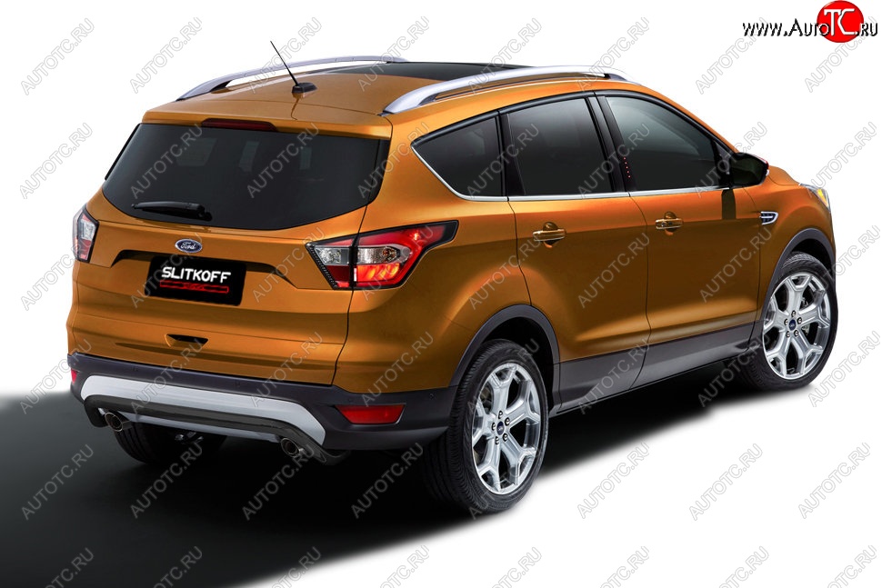 7 999 р. Защита заднего бампера Slitloff (d57, скоба) Ford Kuga 2 рестайлинг (2016-2019) (Сталь с полимерным покрытием. Цвет: чёрный)  с доставкой в г. Тольятти