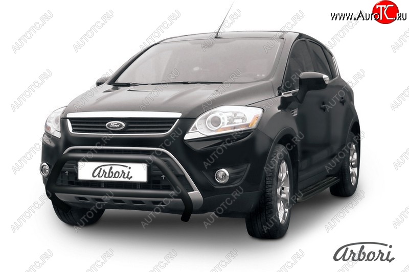 11 789 р. Защита переднего бампера Arbori (низкая, черная, d57 mm) Ford Kuga 1 (2008-2013)  с доставкой в г. Тольятти