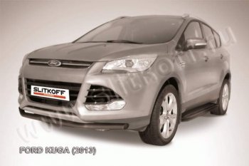 6 899 р. Защита переднего бампера Slitkoff (труба d57)  Ford Kuga  2 (2013-2016) дорестайлинг (Цвет: серебристый)  с доставкой в г. Тольятти. Увеличить фотографию 1