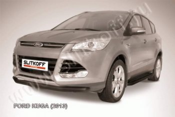 9 449 р. Защита переднего бампера Slitkoff (труба d76)  Ford Kuga  2 (2013-2016) дорестайлинг (Цвет: серебристый)  с доставкой в г. Тольятти. Увеличить фотографию 1