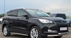 13 849 р. Защита порогов из круглой трубы диаметром 63 мм Russtal Ford Kuga 2 дорестайлинг (2013-2016) (Защита порогов с со скосами на торцах (вариант 1))  с доставкой в г. Тольятти. Увеличить фотографию 7