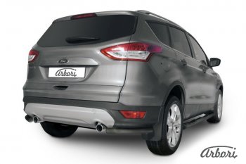 5 399 р. Защита заднего бампера Arbori (уголки, черная, 1 труба d57 mm). Ford Kuga 2 дорестайлинг (2013-2016)  с доставкой в г. Тольятти. Увеличить фотографию 1