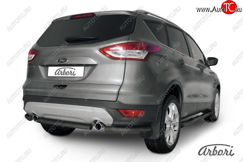 5 399 р. Защита заднего бампера Arbori (черная, 1 труба d57 mm). Ford Kuga 2 дорестайлинг (2013-2016)  с доставкой в г. Тольятти