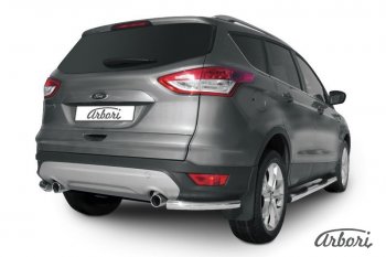 Защита заднего бампера Arbori (уголки, нержавейка, 1 труба d57 mm). Ford Kuga 2 дорестайлинг (2013-2016)