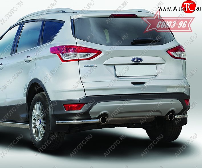 7 604 р. Защита заднего бампера из боковых уголков Souz-96 (d42) Ford Kuga 2 дорестайлинг (2013-2016)  с доставкой в г. Тольятти