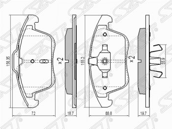 Колодки тормозные передние SAT Land Rover Freelander L359 дорестайлинг (2006-2010)