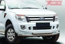 Защита переднего бампера двойная Souz-96 (d76/60) Ford Ranger RapCab дорестайлинг (2011-2016)