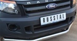 16 499 р. Одинарная защита переднего бампера диаметром 76 мм SLITKOFF Ford Ranger RapCab дорестайлинг (2011-2016)  с доставкой в г. Тольятти. Увеличить фотографию 2