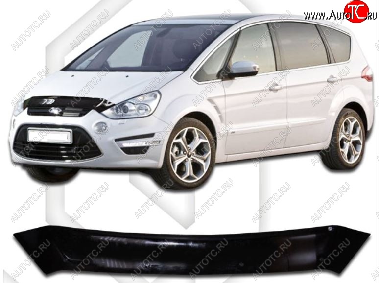 1 999 р. Дефлектор капота CA-Plastiс  Ford S-Max  1 (2010-2015) рестайлинг (Classic черный, Без надписи)  с доставкой в г. Тольятти