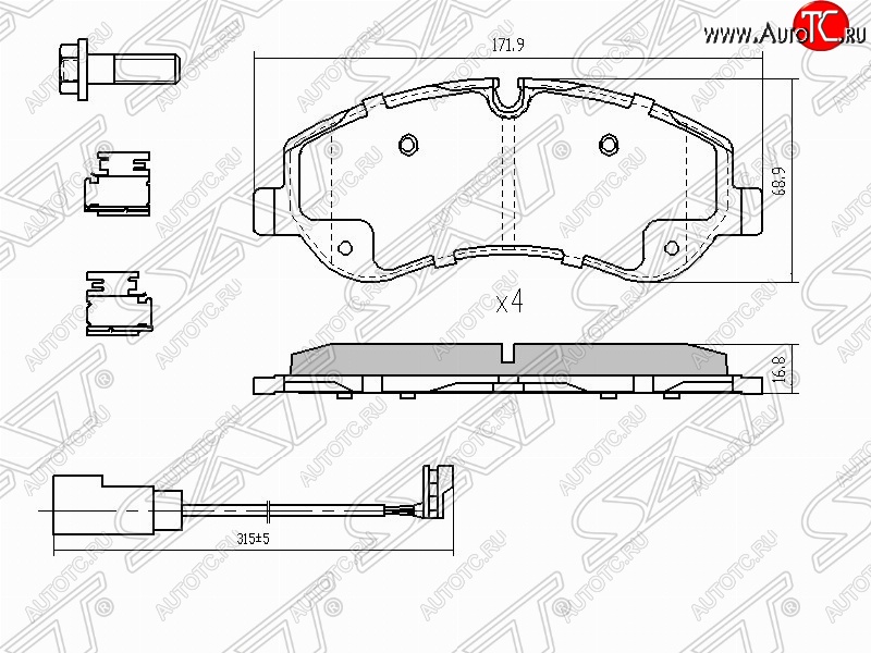 1 699 р. Колодки тормозные (передние) SAT  Ford Tourneo Custom - Transit  с доставкой в г. Тольятти