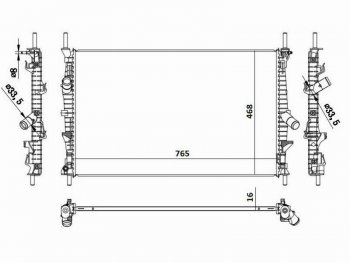 Радиатор двигателя SAT (пластинчатый, МКПП/АКПП, 2.0/2.2) Ford Transit цельнометаллический фургон (2014-2022)